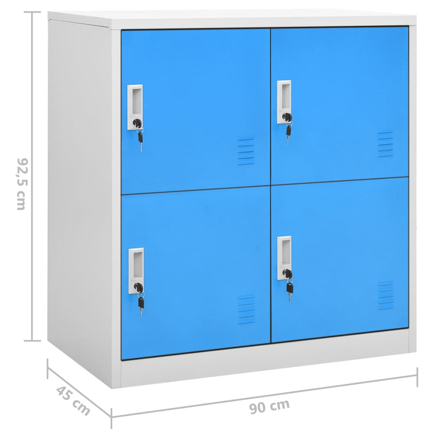 Lockerkasten 90X4X92, Cm Staal Lichtgrijs En Blauw 1 5 Met 4 lockers
