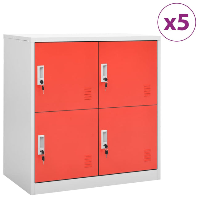 Lockerkasten 90X4X92, Cm Staal Lichtgrijs En Rood 1 5 Met 4 lockers