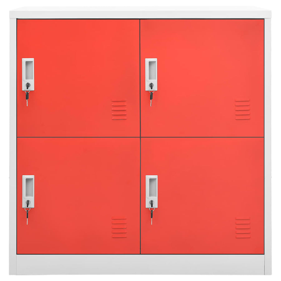 Lockerkasten 90X4X92, Cm Staal Lichtgrijs En Rood 1 5 Met 4 lockers