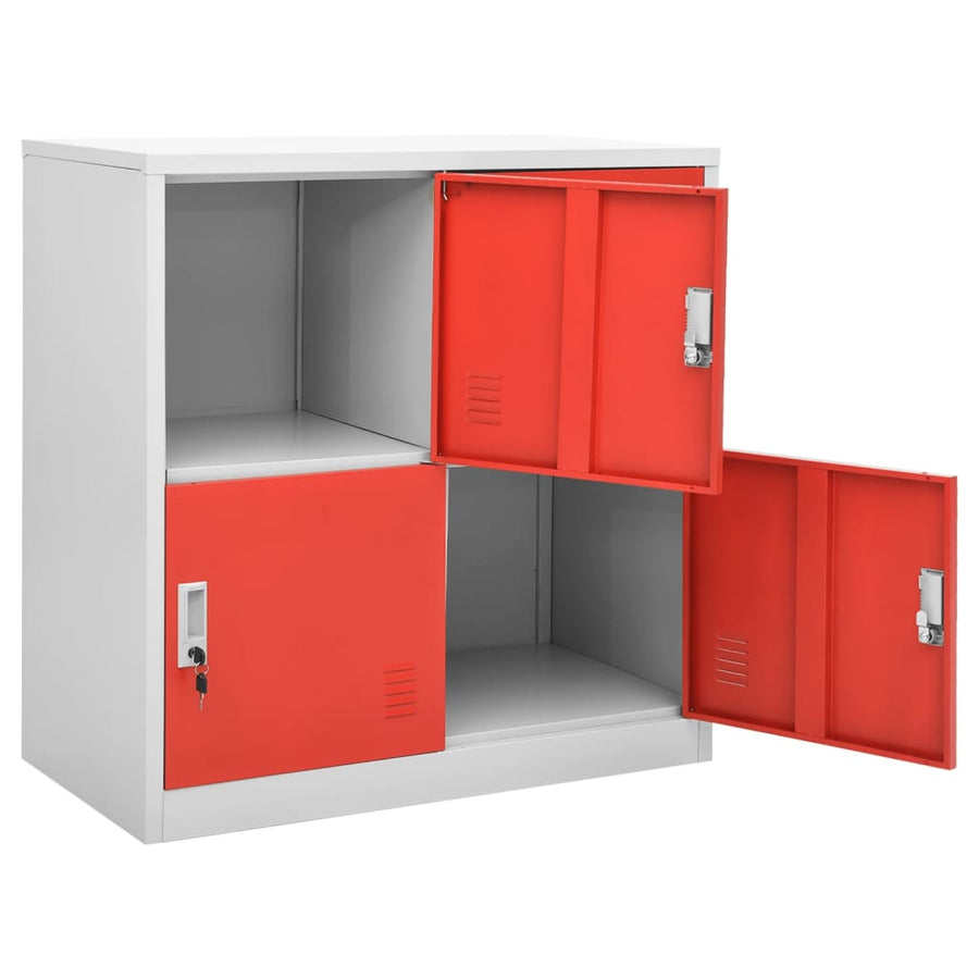 Lockerkasten 90X4X92, Cm Staal Lichtgrijs En Rood 1 5 Met 4 lockers
