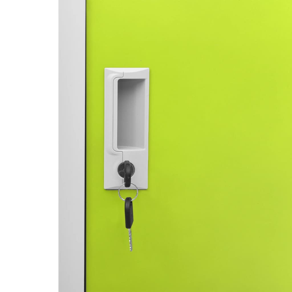 Lockerkasten 90X4X92, Cm Staal Lichtgrijs En Groen 1 5 Met 4 lockers