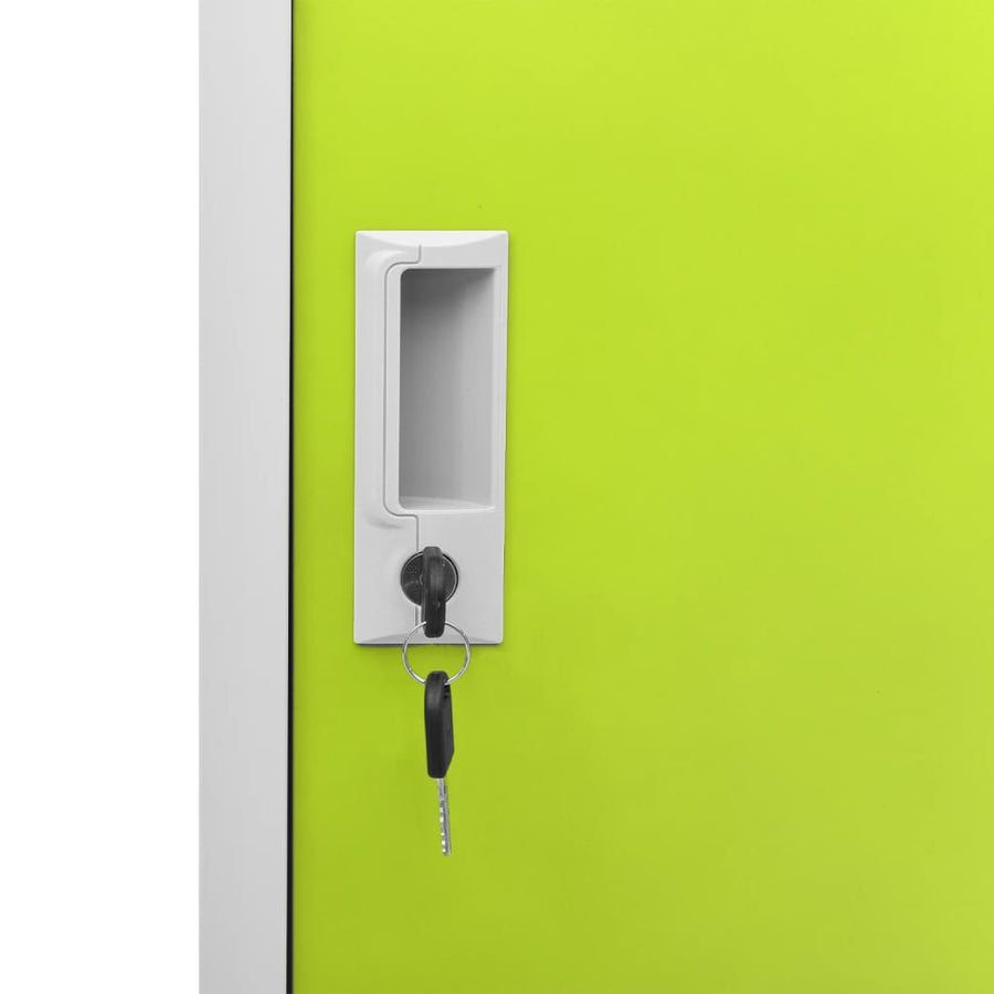 Lockerkasten 90X4X92, Cm Staal Lichtgrijs En Groen 1 5 Met 4 lockers