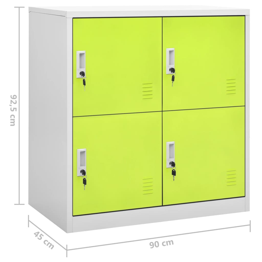 Lockerkasten 90X4X92, Cm Staal Lichtgrijs En Groen 1 5 Met 4 lockers