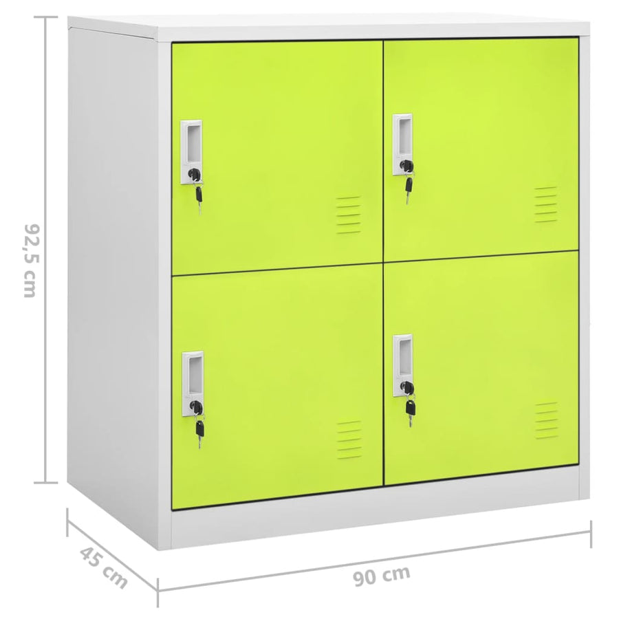 Lockerkasten 90X4X92, Cm Staal Lichtgrijs En Groen 1 5 Met 4 lockers