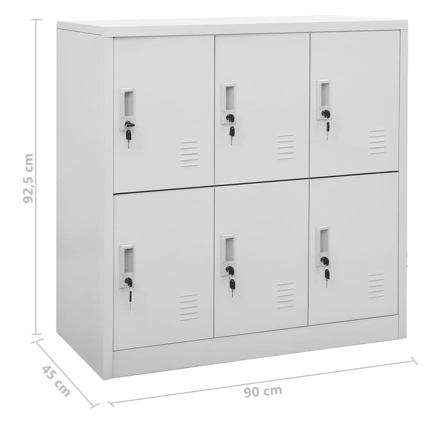 Lockerkasten 90X45X9,5 Cm Staal Lichtgrijs 1 2 Met 6 lockers
