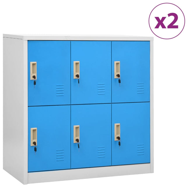 Lockerkasten 90X45X9,5 Cm Staal Lichtgrijs En Blauw 1 2 Met 6 lockers