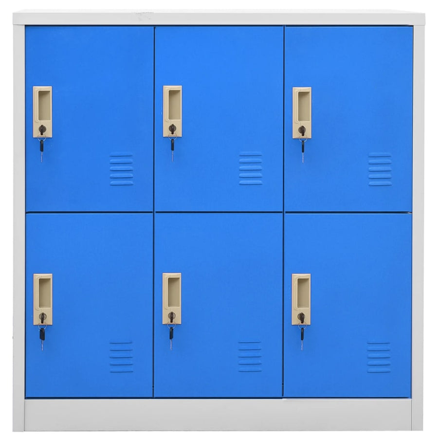 Lockerkasten 90X45X9,5 Cm Staal Lichtgrijs En Blauw 1 2 Met 6 lockers