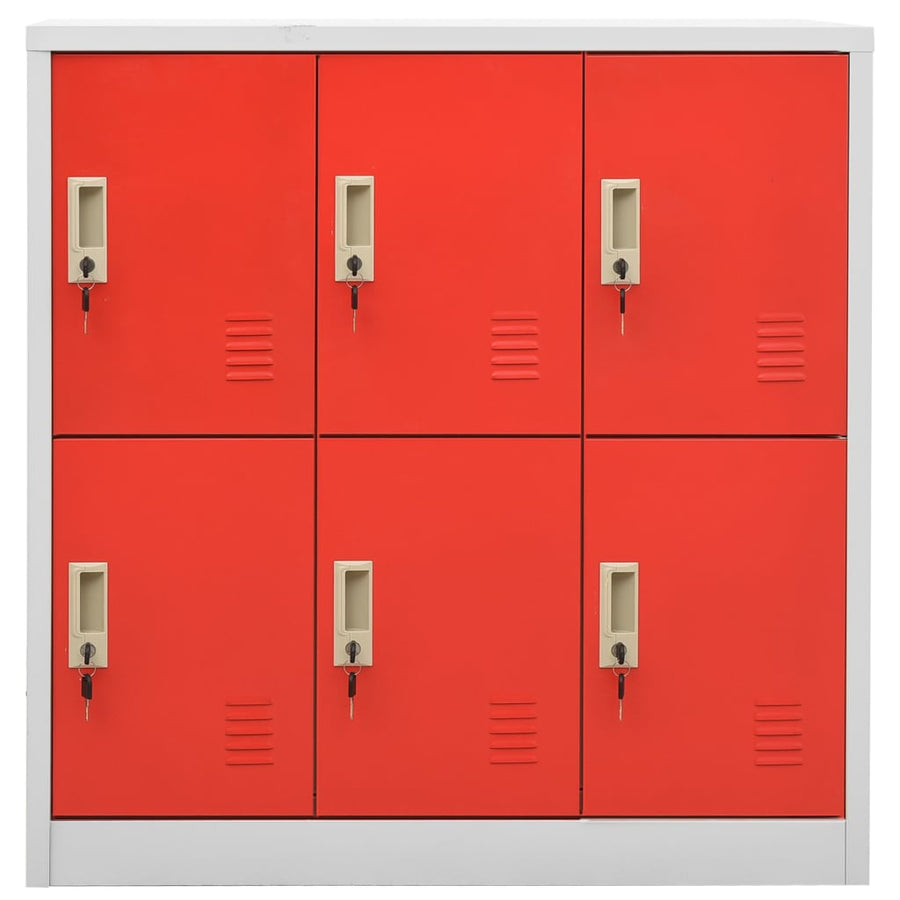 Lockerkasten 90X45X9,5 Cm Staal Lichtgrijs En Rood 1 2 Met 6 lockers