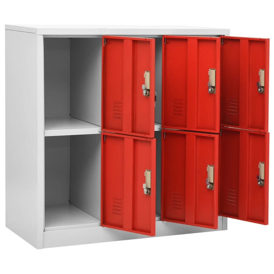 Lockerkasten 90X45X9,5 Cm Staal Lichtgrijs En Rood 1 2 Met 6 lockers