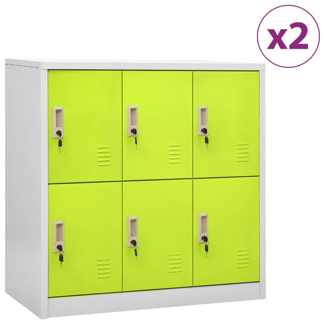 Lockerkasten 90X45X9,5 Cm Staal Lichtgrijs En Groen 1 2 Met 6 lockers