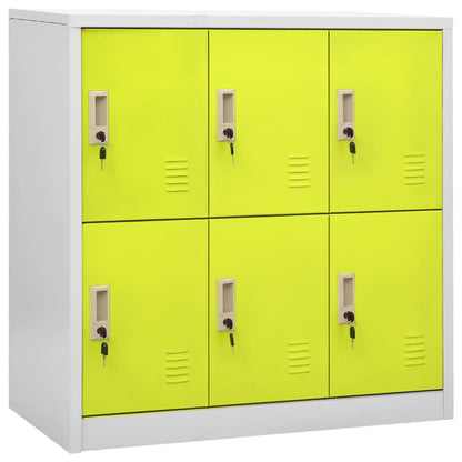 Lockerkasten 90X45X9,5 Cm Staal Lichtgrijs En Groen 1 2 Met 6 lockers