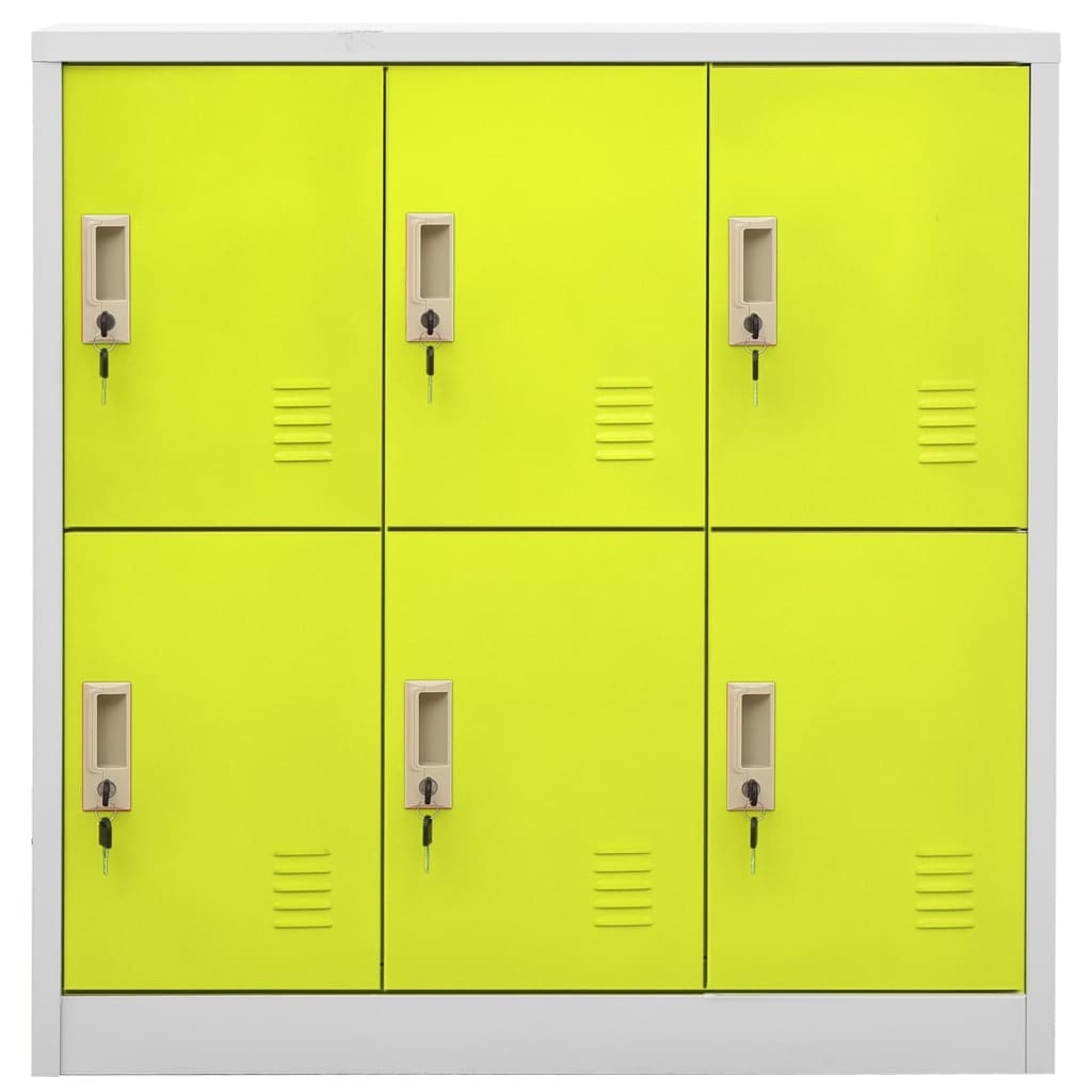 Lockerkasten 90X45X9,5 Cm Staal Lichtgrijs En Groen 1 2 Met 6 lockers