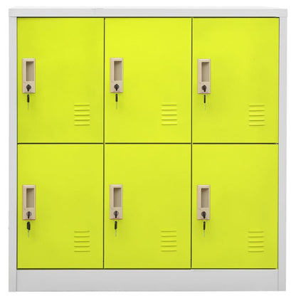 Lockerkasten 90X45X9,5 Cm Staal Lichtgrijs En Groen 1 2 Met 6 lockers