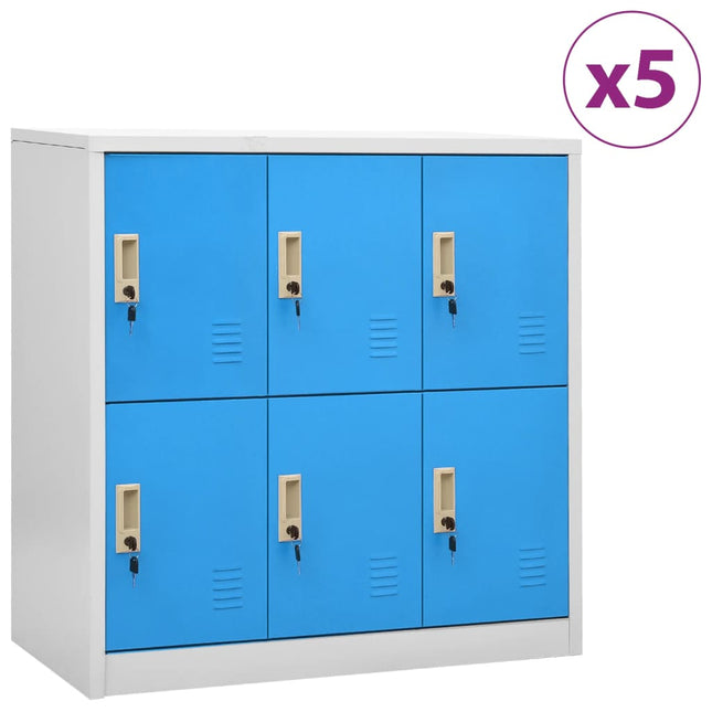 Lockerkasten 90X4X92, Cm Staal Lichtgrijs En Blauw 1 5 Met 6 lockers