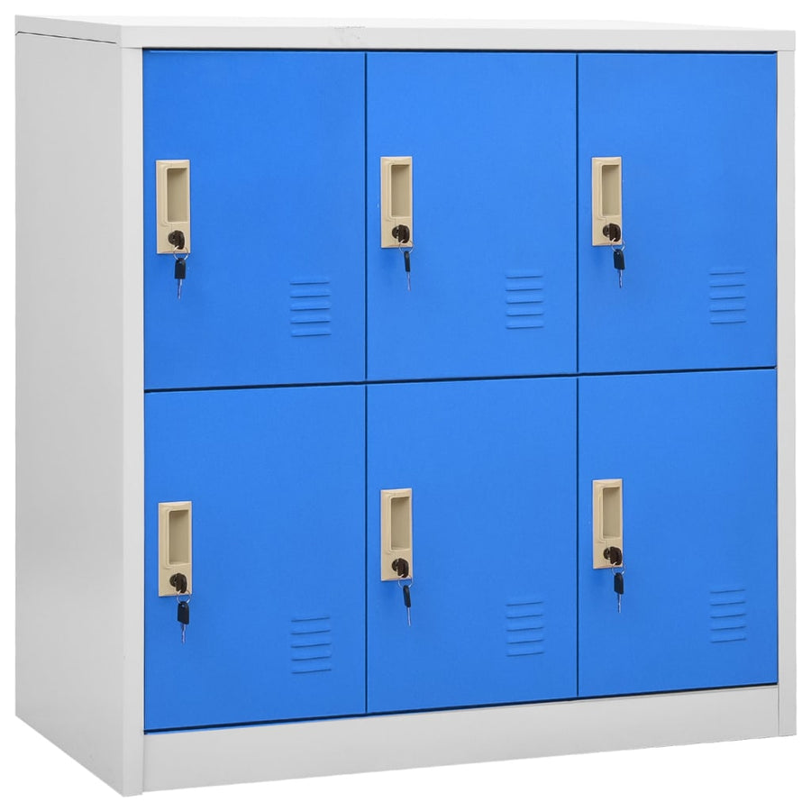 Lockerkasten 90X4X92, Cm Staal Lichtgrijs En Blauw 1 5 Met 6 lockers