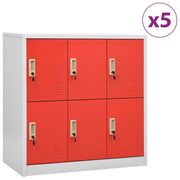 Lockerkast 90x45x92,5 cm staal lichtgrijs rood