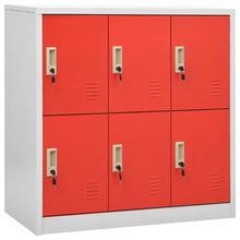 Lockerkasten 90X4X92, Cm Staal Lichtgrijs En Rood 1 5 Met 6 lockers