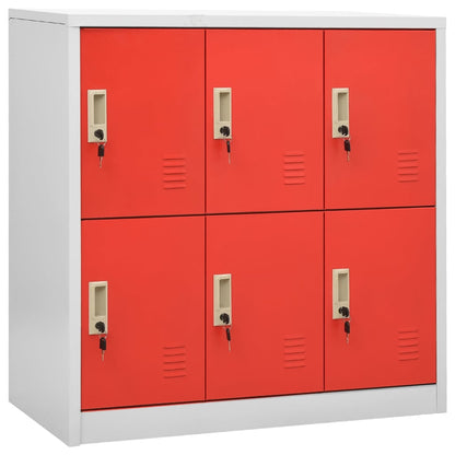 Lockerkasten 90X4X92, Cm Staal Lichtgrijs En Rood 1 5 Met 6 lockers