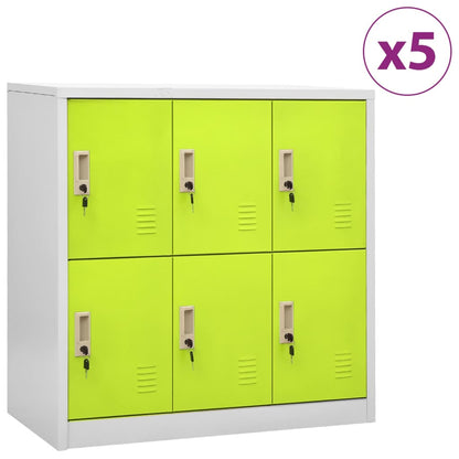 Lockerkasten 90X4X92, Cm Staal Lichtgrijs En Groen 1 5 Met 6 lockers