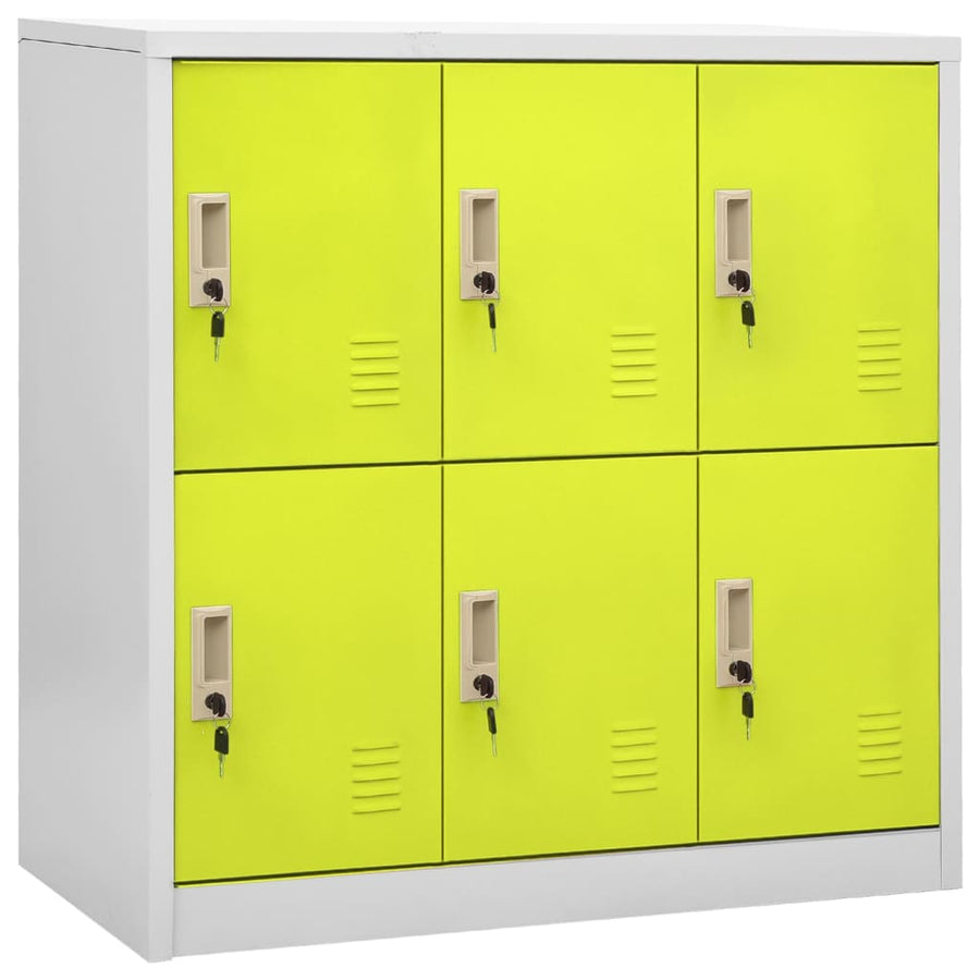 Lockerkasten 90X4X92, Cm Staal Lichtgrijs En Groen 1 5 Met 6 lockers
