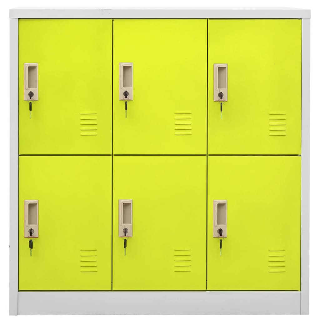 Lockerkasten 90X4X92, Cm Staal Lichtgrijs En Groen 1 5 Met 6 lockers