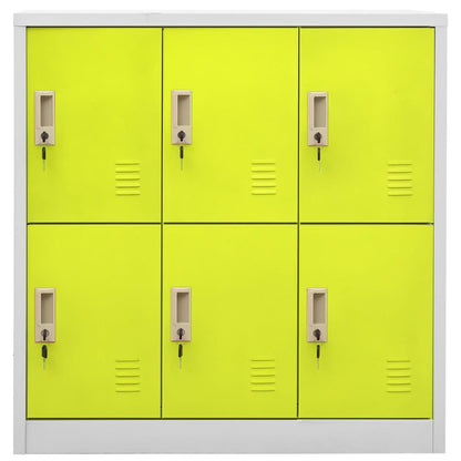 Lockerkasten 90X4X92, Cm Staal Lichtgrijs En Groen 1 5 Met 6 lockers