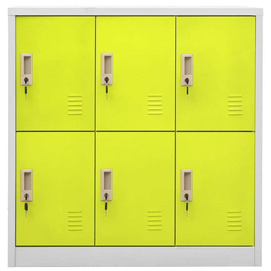 Lockerkasten 90X4X92, Cm Staal Lichtgrijs En Groen 1 5 Met 6 lockers