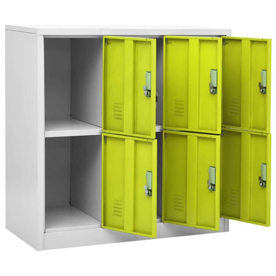 Lockerkasten 90X4X92, Cm Staal Lichtgrijs En Groen 1 5 Met 6 lockers