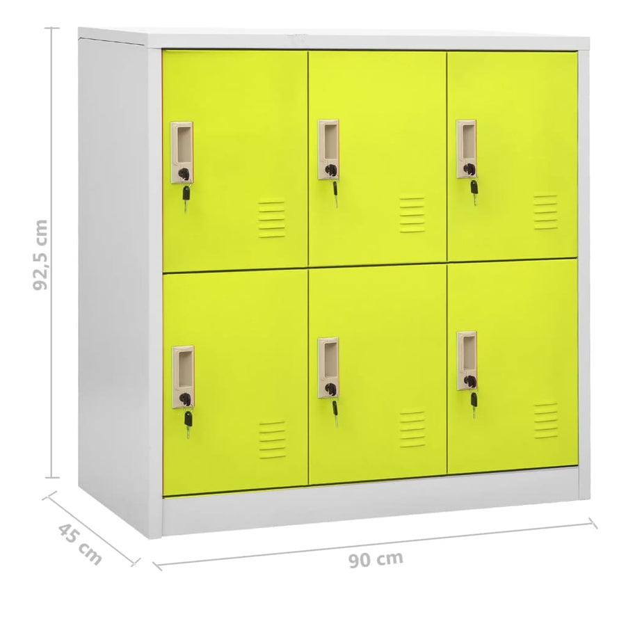 Lockerkasten 90X4X92, Cm Staal Lichtgrijs En Groen 1 5 Met 6 lockers