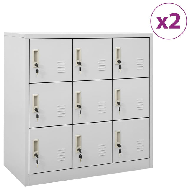 Lockerkasten 90X45X9,5 Cm Staal Lichtgrijs 1 2 Met 9 lockers