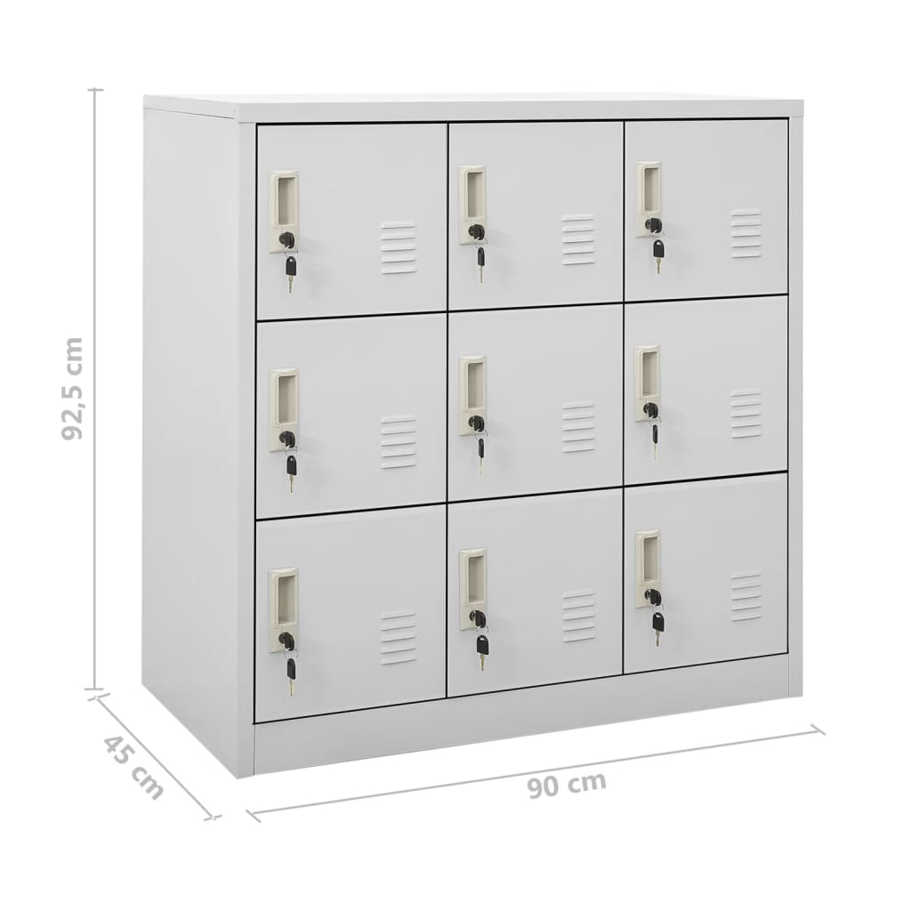 Lockerkasten 90X45X9,5 Cm Staal Lichtgrijs 1 2 Met 9 lockers