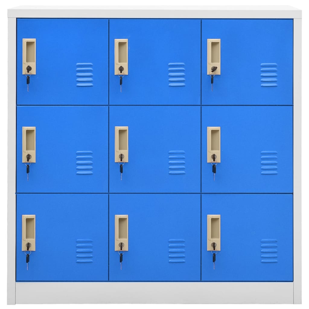 Lockerkasten 90X45X9,5 Cm Staal Lichtgrijs En Blauw 1 2 Met 9 lockers