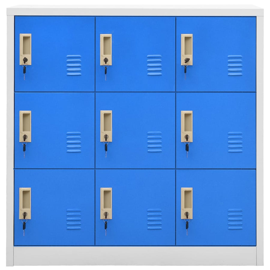 Lockerkasten 90X45X9,5 Cm Staal Lichtgrijs En Blauw 1 2 Met 9 lockers