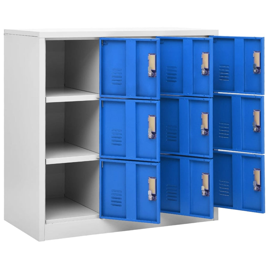 Lockerkasten 90X45X9,5 Cm Staal Lichtgrijs En Blauw 1 2 Met 9 lockers