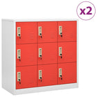 Lockerkasten 90X45X9,5 Cm Staal Lichtgrijs En Rood 1 2 Met 9 lockers