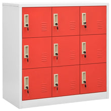 Lockerkasten 90X45X9,5 Cm Staal Lichtgrijs En Rood 1 2 Met 9 lockers