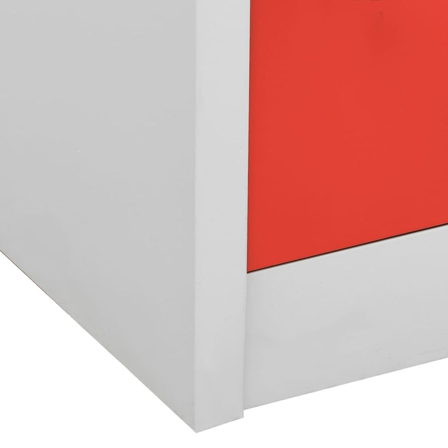 Lockerkasten 90X45X9,5 Cm Staal Lichtgrijs En Rood 1 2 Met 9 lockers