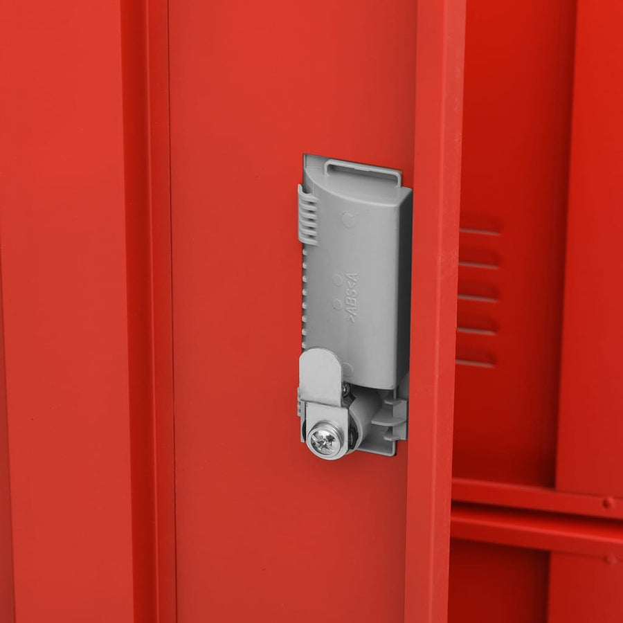 Lockerkasten 90X45X9,5 Cm Staal Lichtgrijs En Rood 1 2 Met 9 lockers