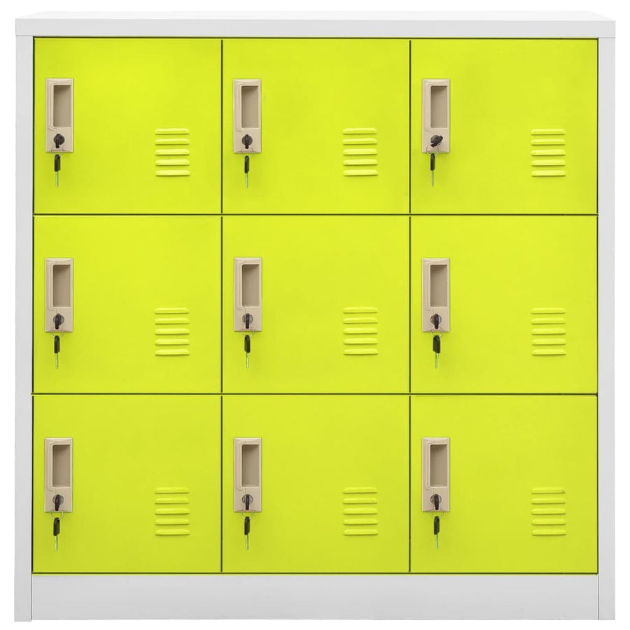Lockerkasten 90X45X9,5 Cm Staal Lichtgrijs En Groen 1 2 Met 9 lockers
