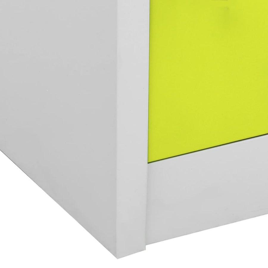 Lockerkasten 90X45X9,5 Cm Staal Lichtgrijs En Groen 1 2 Met 9 lockers