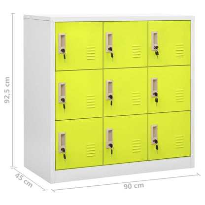 Lockerkasten 90X45X9,5 Cm Staal Lichtgrijs En Groen 1 2 Met 9 lockers