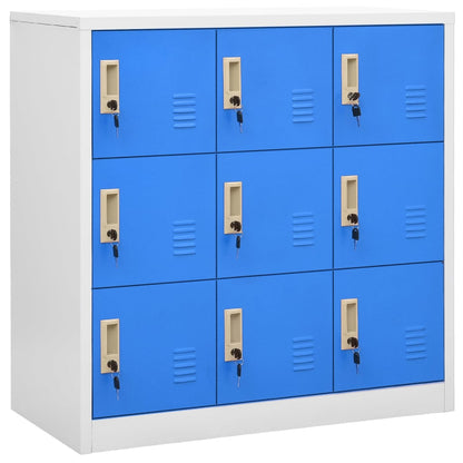 Lockerkasten 90X4X92, Cm Staal Lichtgrijs En Blauw 1 5 Met 9 lockers