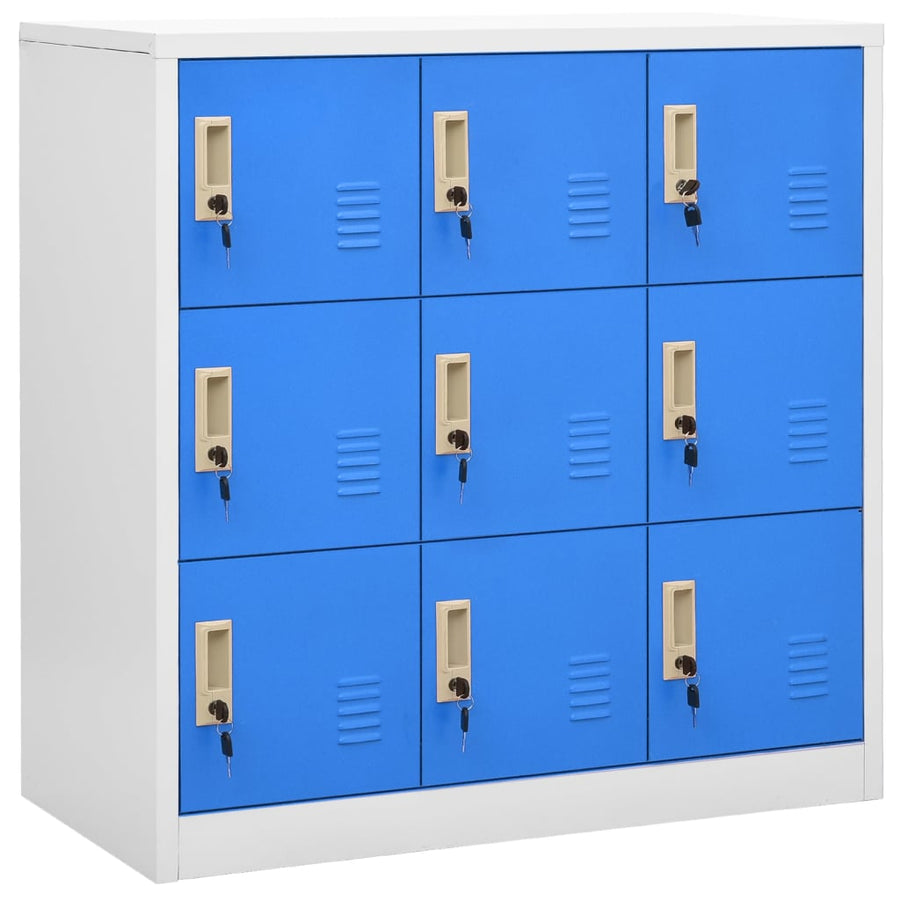 Lockerkasten 90X4X92, Cm Staal Lichtgrijs En Blauw 1 5 Met 9 lockers