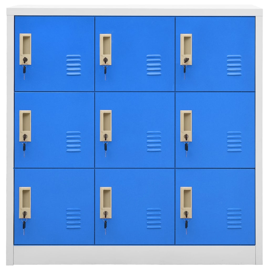 Lockerkasten 90X4X92, Cm Staal Lichtgrijs En Blauw 1 5 Met 9 lockers