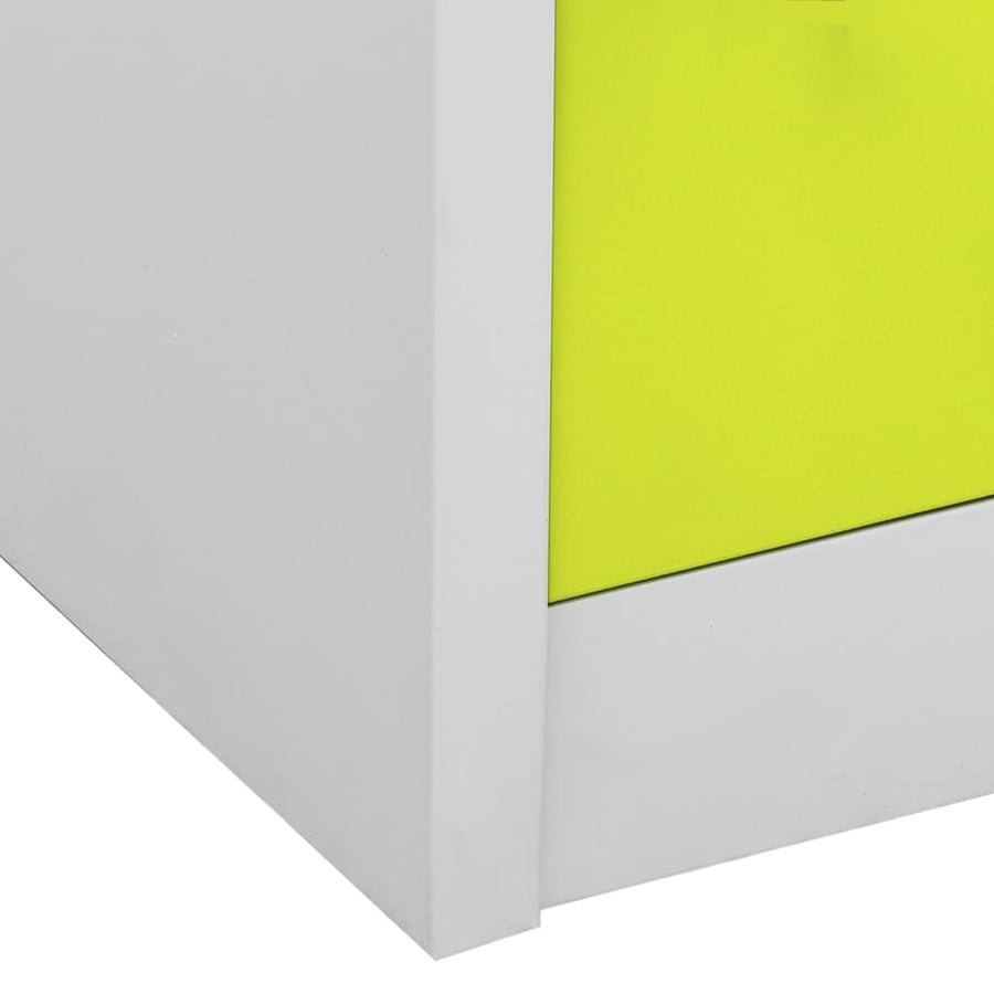 Lockerkasten 90X4X92, Cm Staal Lichtgrijs En Groen 1 5 Met 9 lockers