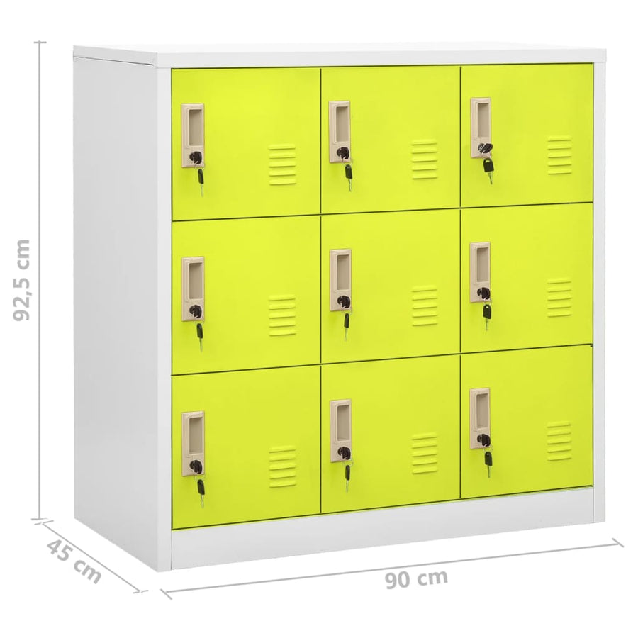 Lockerkasten 90X4X92, Cm Staal Lichtgrijs En Groen 1 5 Met 9 lockers