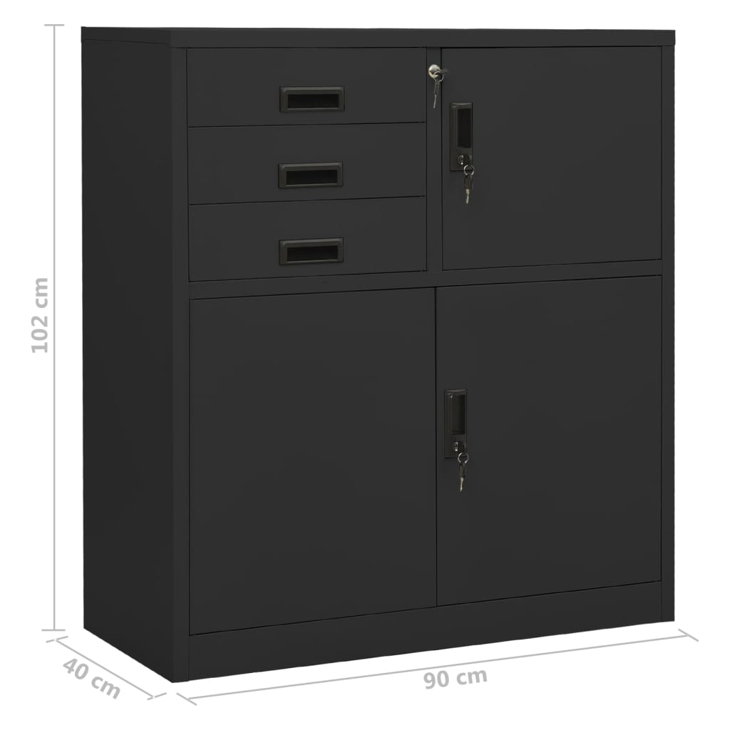 Kantoorkast 90X40X25 Cm Staal Kleurig Antraciet Met plantenbak