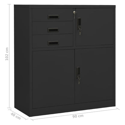 Kantoorkast 90X40X25 Cm Staal Kleurig Antraciet Met plantenbak