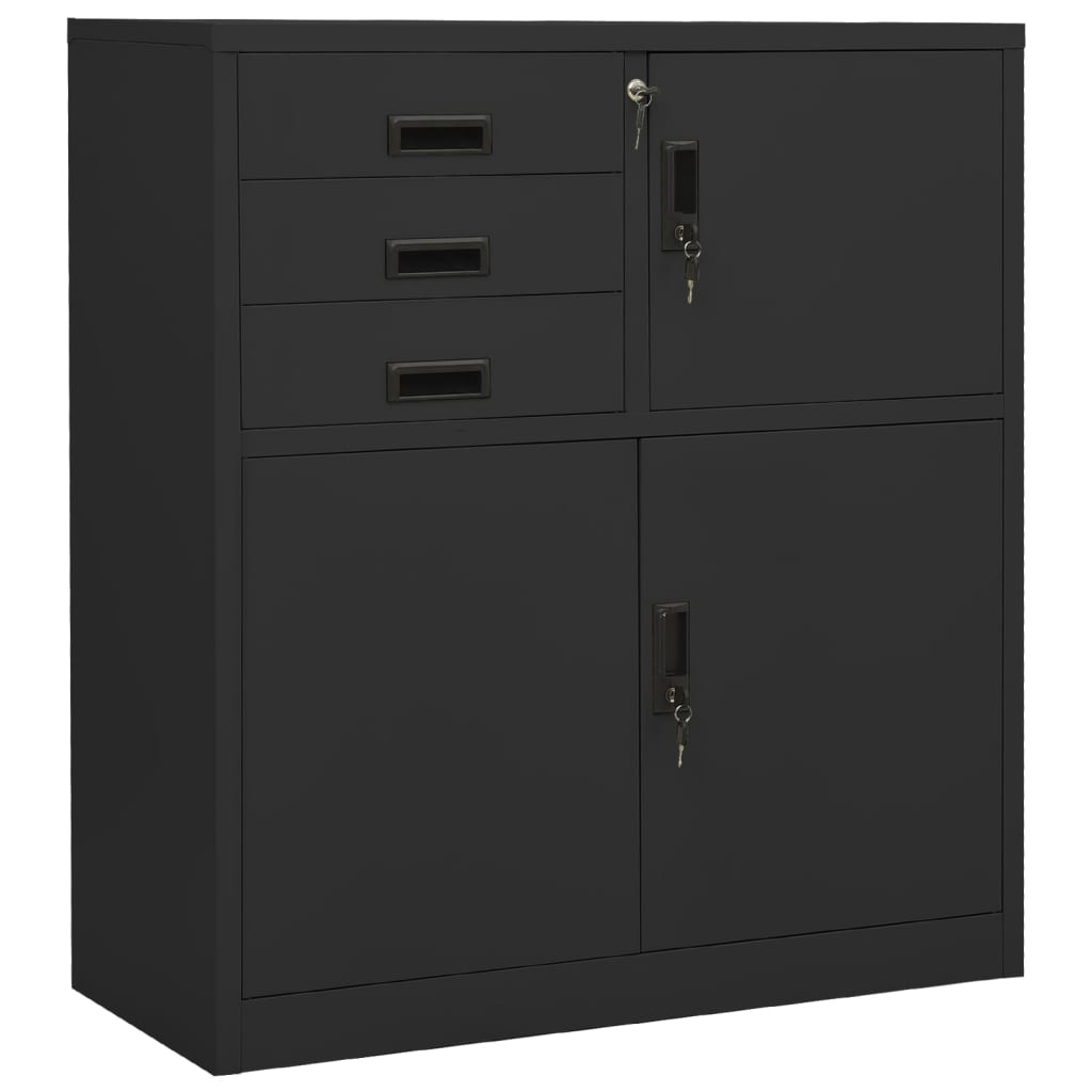 Kantoorkast 90X40X25 Cm Staal Kleurig Antraciet Met plantenbak