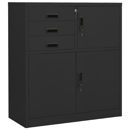 Kantoorkast 90X40X25 Cm Staal Kleurig Antraciet Met plantenbak
